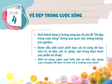 Bài giảng Mĩ Thuật 4 - Chủ đề 4: Vẻ đẹp trong cuộc sống