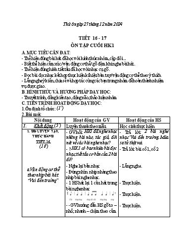 Kế hoạch bài dạy Âm Nhạc 2 - Tuần 16+17: Ôn tập cuối học kì I (NH 2024-2025)(GV: Trần Trọng Tuyến)
