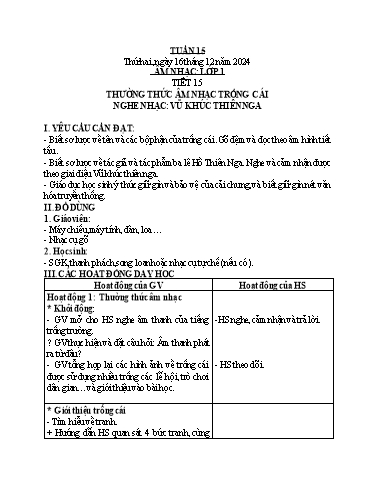 Kế hoạch bài dạy Âm Nhạc Tiểu Học (1-5) - Tuần 15 Năm học 2024-2025 (Trần Hoàng Yến)
