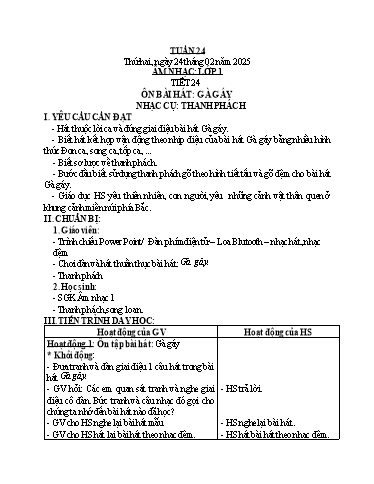 Kế hoạch bài dạy Âm Nhạc Tiểu Học (1-5) - Tuần 24 Năm học 2024-2025 (Trần Hoàng Yến)