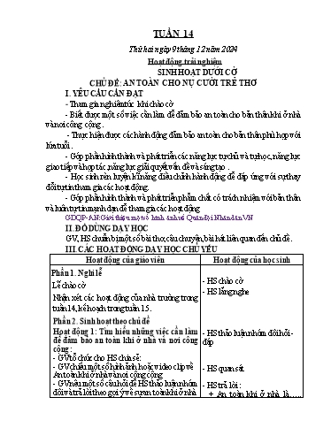 Kế hoạch bài dạy Chương trình Lớp 1 - Tuần 14 (NH 2024-2025)(GV: Nguyễn Thị Tố Nga)