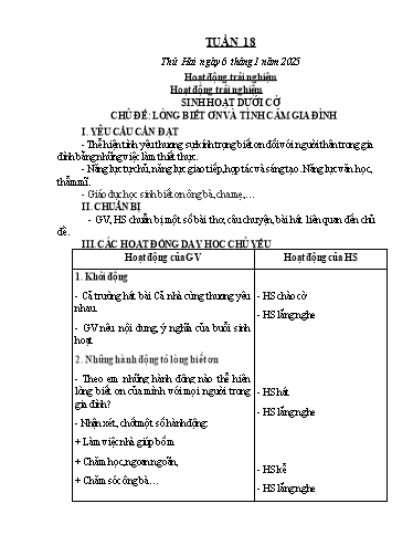 Kế hoạch bài dạy Chương trình Lớp 1 - Tuần 18 (NH 2024-2025)(GV: Nguyễn Thị Tố Nga)
