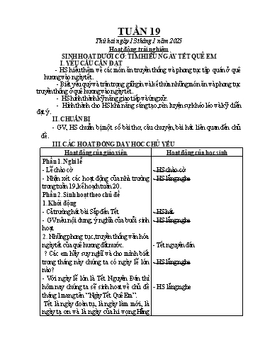 Kế hoạch bài dạy Chương trình Lớp 1 - Tuần 19 (NH 2024-2025)(GV: Nguyễn Thị Tố Nga)