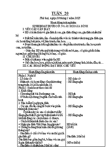 Kế hoạch bài dạy Chương trình Lớp 1 - Tuần 20 (NH 2024-2025)(GV: Nguyễn Thị Tố Nga)