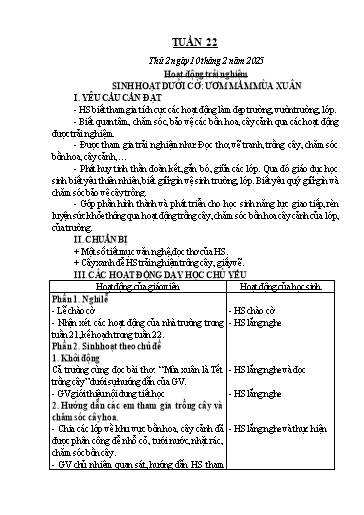 Kế hoạch bài dạy Chương trình Lớp 1 - Tuần 22 (NH 2024-2025)(GV: Nguyễn Thị Tố Nga)