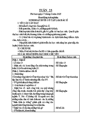Kế hoạch bài dạy Chương trình Lớp 1 - Tuần 23 (NH 2024-2025)(GV: Nguyễn Thị Tố Nga)
