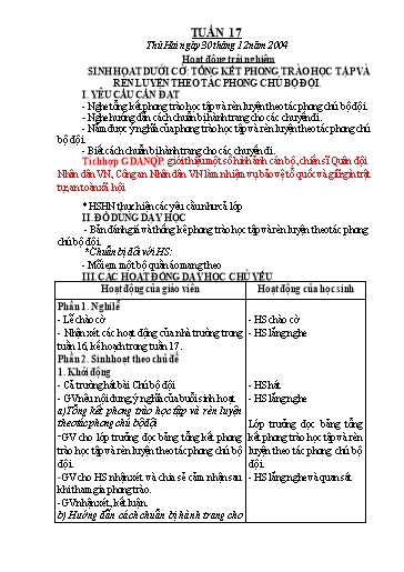 Kế hoạch bài dạy Chương trình Lớp 2 - Tuần 17 (NH 2024-2025)(GV: Đậu Thị Huyền)