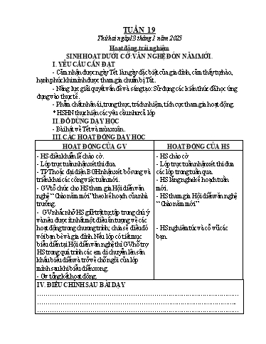 Kế hoạch bài dạy Chương trình Lớp 2 - Tuần 19 (NH 2024-2025)(GV: Đậu Thị Huyền)