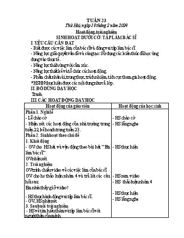 Kế hoạch bài dạy Chương trình Lớp 2 - Tuần 23 (NH 2024-2025)(GV: Đậu Thị Huyền)