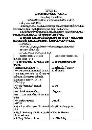 Kế hoạch bài dạy Chương trình Lớp 3 - Tuần 12 (NH 2024-2025)(GV: Phan Thị Loan)