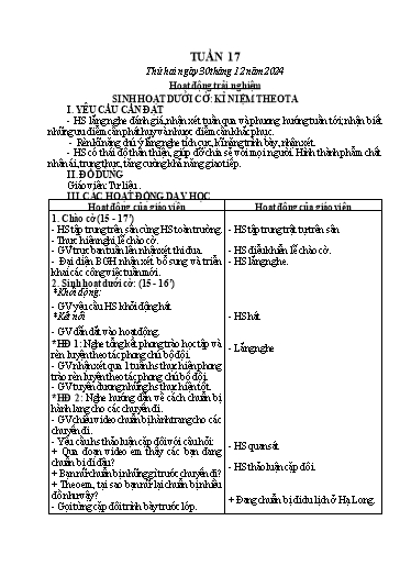 Kế hoạch bài dạy Chương trình Lớp 3 - Tuần 17 (NH 2024-2025)(GV: Phan Thị Loan)