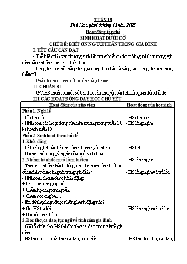 Kế hoạch bài dạy Chương trình Lớp 3 - Tuần 18 (NH 2024-2025)(GV: Phan Thị Loan)