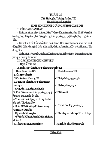 Kế hoạch bài dạy Chương trình Lớp 3 - Tuần 20 (NH 2024-2025)(GV: Phan Thị Loan)