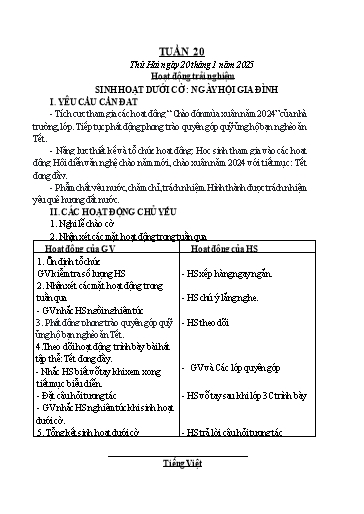Kế hoạch bài dạy Chương trình Lớp 3 - Tuần 20 (NH 2024-2025)(GV: Trương Thị Tươi)