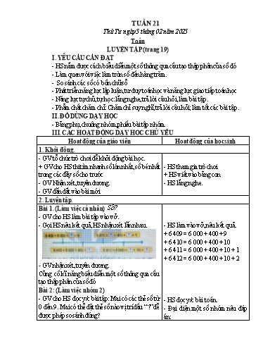 Kế hoạch bài dạy Chương trình Lớp 3 - Tuần 21 (NH 2024-2025)(GV: Trương Thị Tươi)
