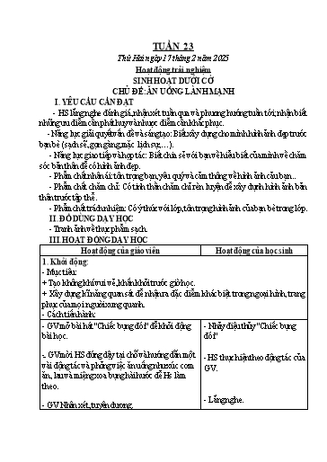 Kế hoạch bài dạy Chương trình Lớp 3 - Tuần 23 (NH 2024-2025)(GV: Phan Thị Loan)