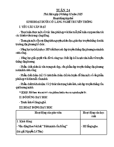 Kế hoạch bài dạy Chương trình Lớp 3 - Tuần 24 (NH 2024-2025)(GV: Hồ Thị Hương Phúc)