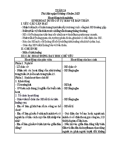 Kế hoạch bài dạy Chương trình Lớp 3 - Tuần 25 (NH 2024-2025)(GV: Phan Thị Loan)