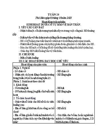 Kế hoạch bài dạy Chương trình Lớp 3 - Tuần 25 (NH 2024-2025)(GV: Trương Thị Tươi)