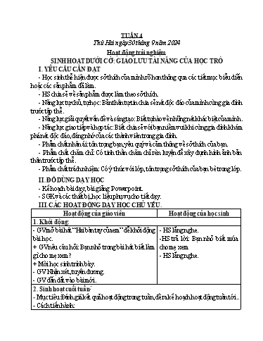 Kế hoạch bài dạy Chương trình Lớp 3 - Tuần 4 (NH 2024-2025)(GV: Phan Thị Loan)