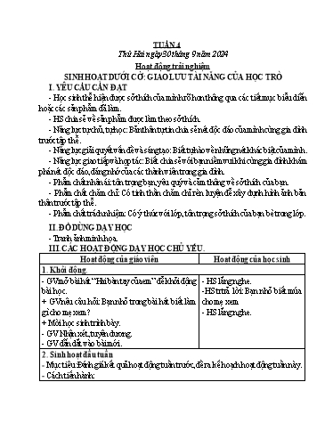 Kế hoạch bài dạy Chương trình Lớp 3 - Tuần 4 (NH 2024-2025)(GV: Trương Thị Tươi)