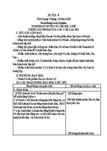 Kế hoạch bài dạy Chương trình Lớp 3 - Tuần 5: Sáng (NH 2024-2025)(GV: Trương Thị Tươi)