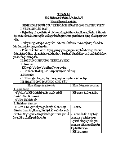 Kế hoạch bài dạy Chương trình Lớp 4 - Tuần 14 (NH 2024-2025)(GV: Nguyễn Khoa Thương)