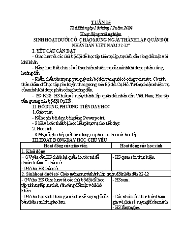 Kế hoạch bài dạy Chương trình Lớp 4 - Tuần 15 (NH 2024-2025)(GV: Nguyễn Khoa Thương)