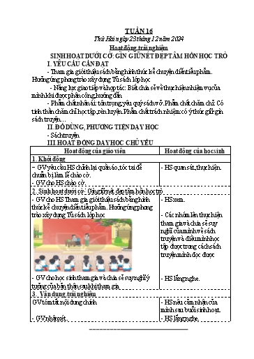 Kế hoạch bài dạy Chương trình Lớp 4 - Tuần 16 (NH 2024-2025)(GV: Nguyễn Khoa Thương)