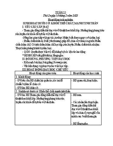 Kế hoạch bài dạy Chương trình Lớp 4 - Tuần 22 (NH 2024-2025)(GV: Võ Thị Ngọc Hiếu)