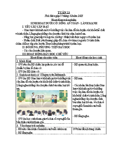 Kế hoạch bài dạy Chương trình Lớp 4 - Tuần 23 (NH 2024-2025)(GV: Nguyễn Khoa Thương)
