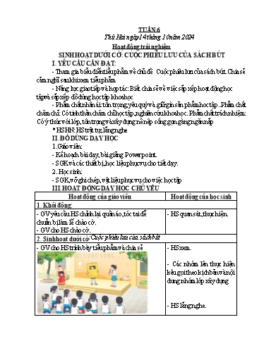 Kế hoạch bài dạy Chương trình Lớp 4 - Tuần 6 (NH 2024-2025)(GV: Võ Thị Ngọc Hiếu)