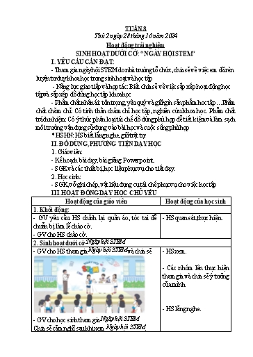 Kế hoạch bài dạy Chương trình Lớp 4 - Tuần 8 (NH 2024-2025)(GV: Võ Thị Ngọc Hiếu)