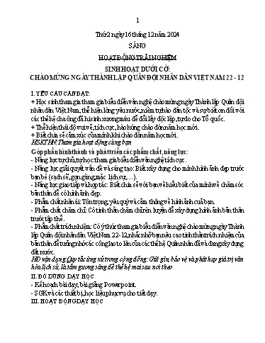 Kế hoạch bài dạy Chương trình Lớp 5 - Tuần 15 (NH 2024-2025)(GV: Trần Hà Nhi)