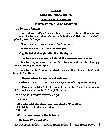 Kế hoạch bài dạy Chương trình Lớp 5 - Tuần 18 (NH 2024-2025)(GV: Nguyễn Văn Thọ)