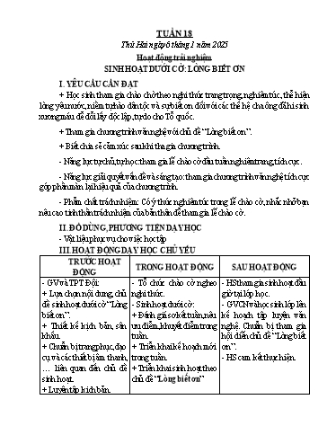 Kế hoạch bài dạy Chương trình Lớp 5 - Tuần 18 (NH 2024-2025)(GV: Nguyễn Thị Minh)