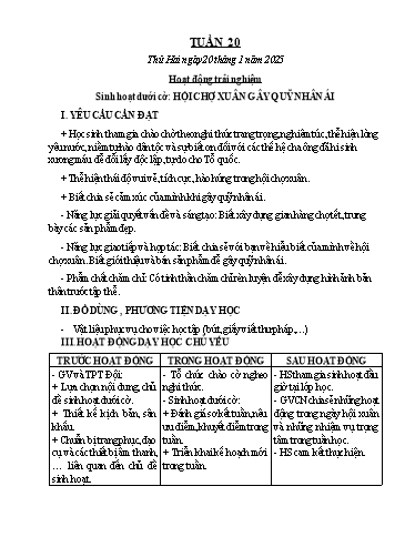 Kế hoạch bài dạy Chương trình Lớp 5 - Tuần 20 (NH 2024-2025)(GV: Nguyễn Thị Minh)