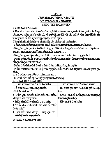 Kế hoạch bài dạy Chương trình Lớp 5 - Tuần 20 (NH 2024-2025)(GV: Nguyễn Văn Thọ)