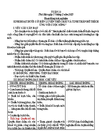 Kế hoạch bài dạy Chương trình Lớp 5 - Tuần 23 (NH 2024-2025)(GV: Nguyễn Thị Thủy)