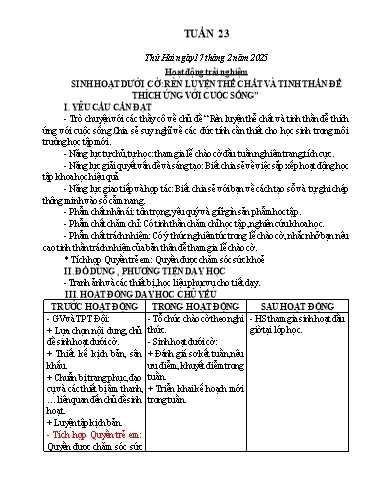 Kế hoạch bài dạy Chương trình Lớp 5 - Tuần 23 (NH 2024-2025)(GV: Nguyễn Thị Minh)