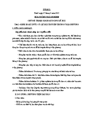 Kế hoạch bài dạy Chương trình Lớp 5 - Tuần 23 (NH 2024-2025)(GV: Nguyễn Văn Thọ)