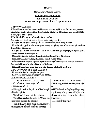 Kế hoạch bài dạy Chương trình Lớp 5 - Tuần 26 (NH 2024-2025)(GV: Nguyễn Văn Thọ)