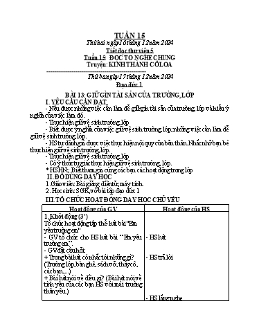 Kế hoạch bài dạy Đạo Đức 1+2, Âm Nhạc 1+4+5 - Tuần 15 (GV: Mai Thị Quang)