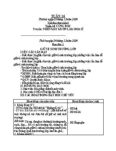 Kế hoạch bài dạy Đạo Đức 1+2, Âm Nhạc 1+4+5 - Tuần 16 (GV: Mai Thị Quang)