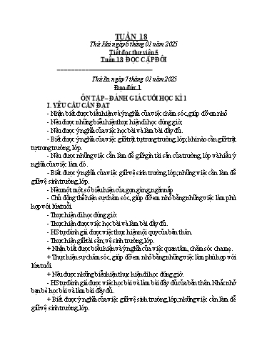Kế hoạch bài dạy Đạo Đức 1+2, Âm Nhạc 1+4+5 - Tuần 18 (GV: Mai Thị Quang)