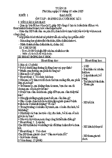 Kế hoạch bài dạy Đạo Đức 1+2 - Tuần 18 NH 2024-2025 (GV: Hoàng Thu Giang)