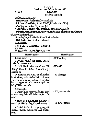 Kế hoạch bài dạy Đạo Đức 1+2 - Tuần 22 NH 2024-2025 (GV: Hoàng Thu Giang)