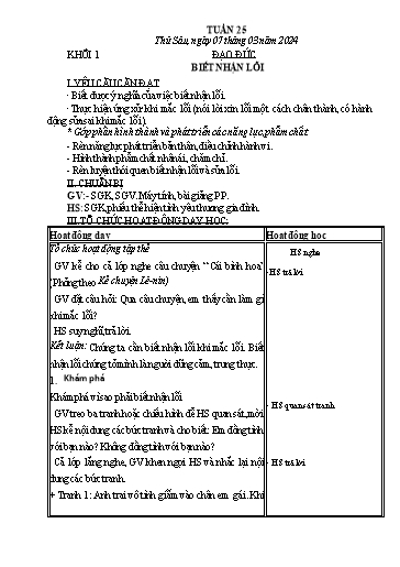 Kế hoạch bài dạy Đạo Đức 1+2 - Tuần 25 NH 2024-2025 (GV: Hoàng Thu Giang)