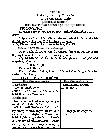 Kế hoạch bài dạy Lớp 1 - Tuần 15 Năm học 2024-2025 (Lê Thị Thu Hoài)