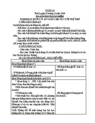 Kế hoạch bài dạy Lớp 1 - Tuần 16 Năm học 2024-2025 (Nguyễn Thị Bình)